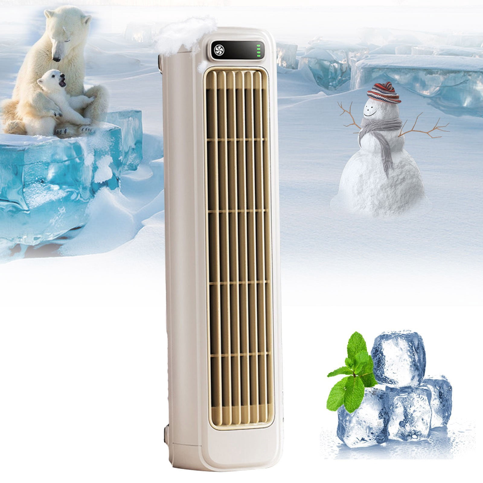 Daiosportswear Tower Fan,Vaneless Desktop Fan,2000mAh,3 Speed Gears,Silent(<36dB),3-6H Runtime,Rechargeable,High Wind,with Charging Cable+Towel,for office/Kitchen/Bathroom,Cooling Fan,Multi-scene Use