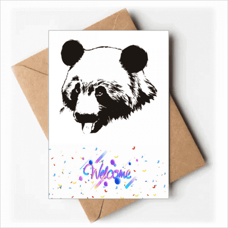 Fierce Outline Panda Cat Handsome Welcome Back Greeting Cards Envelopes Blank