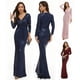 thumbnail image 2 of Vestido de cola de pez con lentejuelas y escote en V y manga larga, vestido de noche para banquete de anfitriona, vestido largo para mujer, vestido de dama de honor, vestido para brindis, 2 of 5