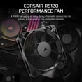 thumbnail image 2 of CORSAIR RS120 120mm PWM Computer Cooling Fan, Daisy‑Chain Connection, Low‑Noise Magnetic Dome Bearing, Black (Single Pack), 2 of 6