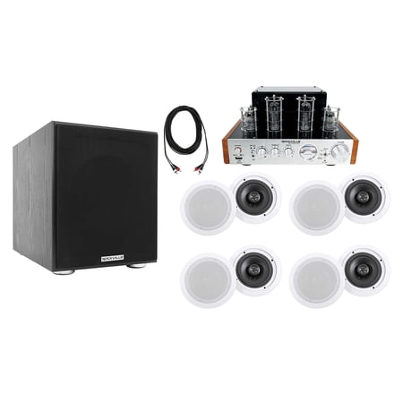 Rockville 2-Tone Tube Amp/Home Theater Receiver+(8) 6.5 Ceiling Speakers+8 Sub