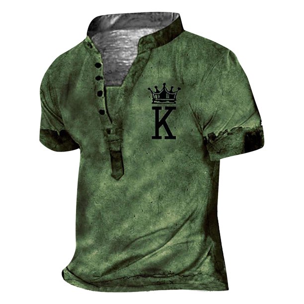 European And American Men's Vintage Top Digital Printing Short Sleeve Tops XL