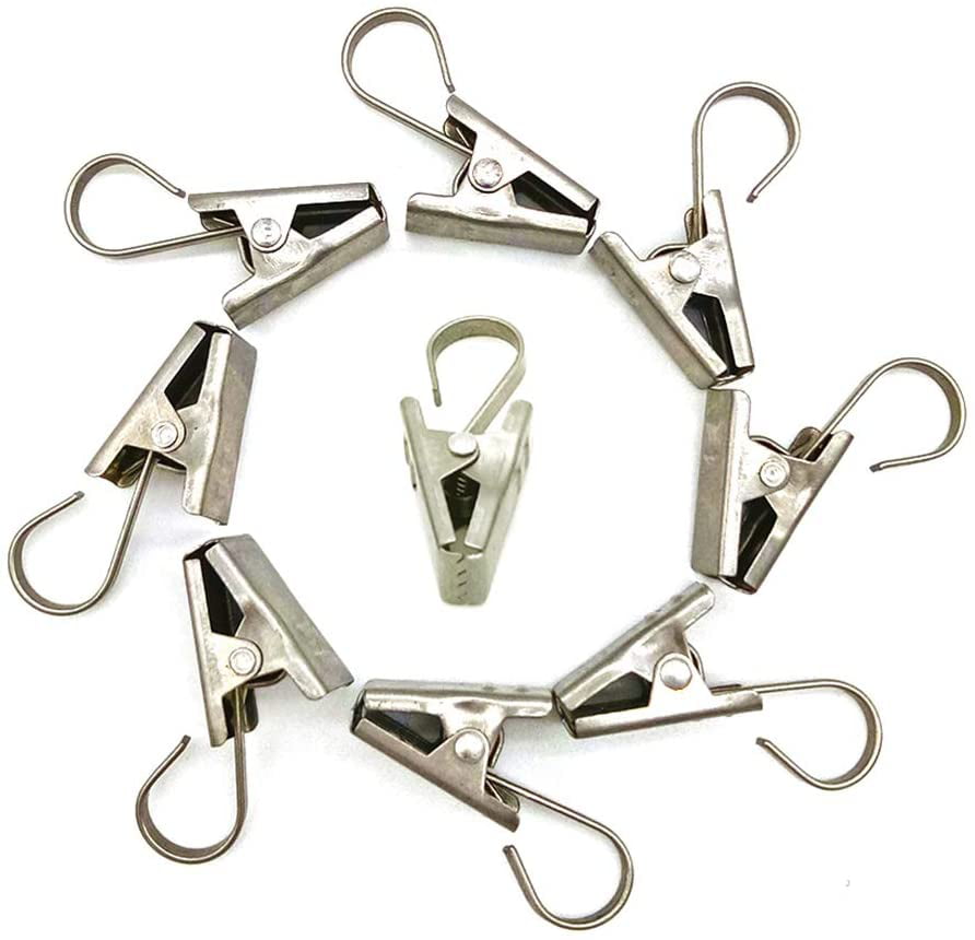 100Pcs Stainless Steel Curtain Clips Metal Hanging Hooks for Curtain Photos Clip 