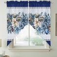 thumbnail image 2 of Navy Blue Christmas Swag Curtains for Kitchen/Bedroom/Living Room, Poinsettia Xmas Ball Berry Winter Scalloped Curtains 63 Inch Long, Window Swag Topper Curtains Valances 2 Panels Set 36"x63", 2 of 8