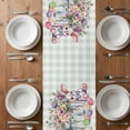 thumbnail image 4 of Table Runner 90 Inches Long for Kitchen Dining, Spring Easter Dresser Scarf Farmhouse, Dining Table Decorations for Wedding/Parties, Colorful Cute Rabbits Eggs Flowers Green Plaid 13 x 90 In, 4 of 8