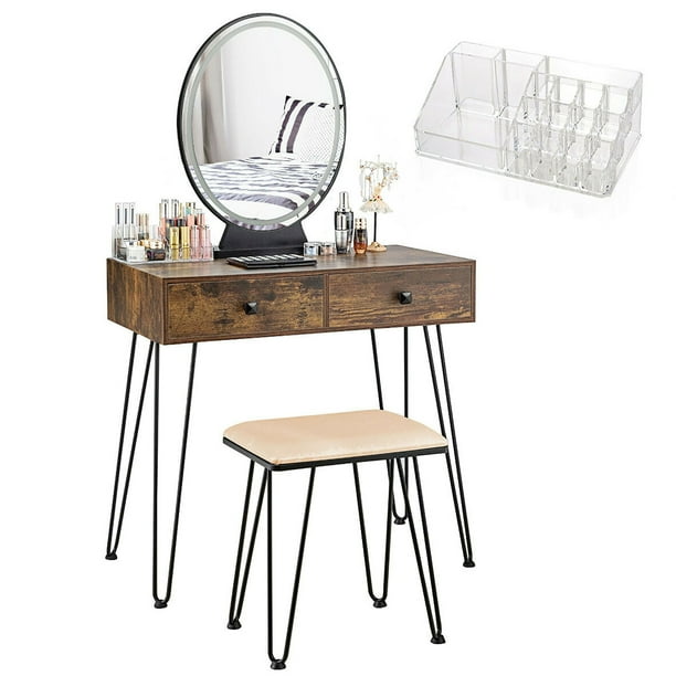 Costway Vanity Makeup Dressing Table W/ 3 Lighting Modes Mirror Touch