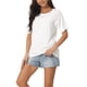 thumbnail image 4 of Camisetas de manga corta casuales para mujeres INSPIRE CHIC, blusas básicas de punto de verano sueltas de color sólido, L blanca, 4 of 6