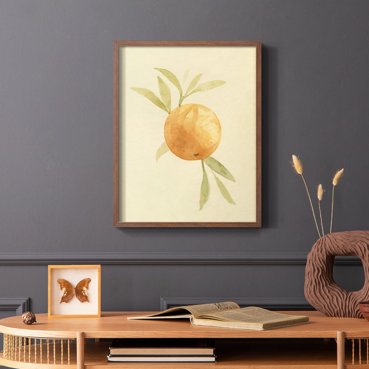 Dappled Oranges I Framed Print in Brown Solid Wood Framed Print No Nail Hanging