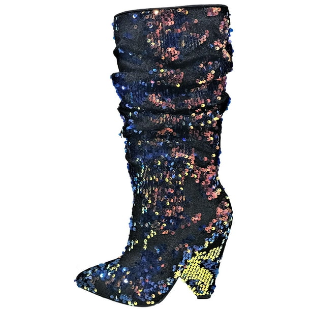 knee high cone heel boots