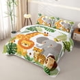 thumbnail image 3 of Manfei Lovely Tiger Giraffe Bed Spread Queen,Zoo Animal Elephant Queen Coverlet Set,Green,3-Piece, 3 of 7