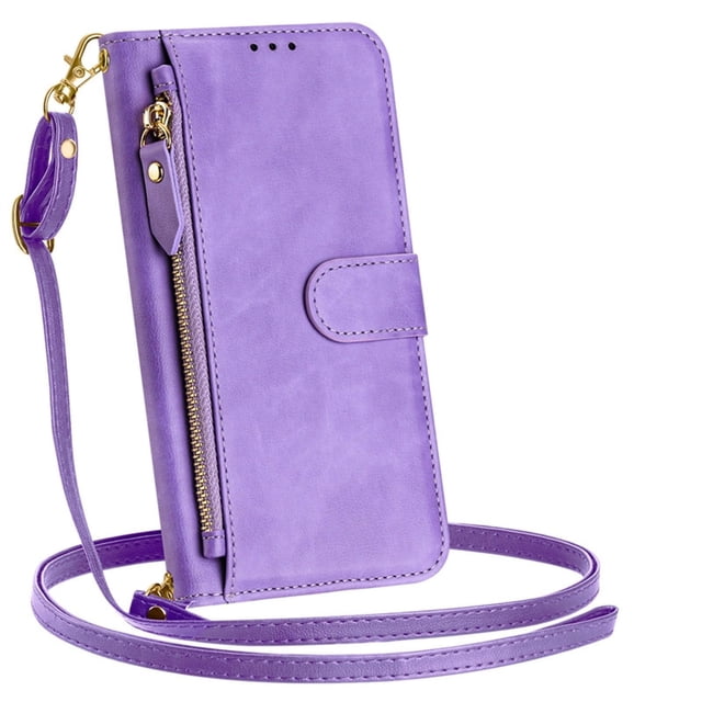 Case For Samsung Galaxy S26 Ultra/S26 Plus/S26, PU Leather Shell With Adjustable Detachable Lanyard Card Slot Kickstand Cover