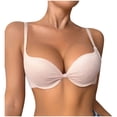 thumbnail image 3 of Ahuyic Womens Bra,Summer Plus Size Bra,Womens Thin Fixed Cup Front Opening Buckle Large Size Gathering Bra Underwear,Pink,L, 3 of 5