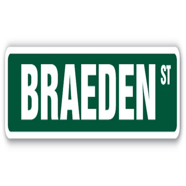 SignMission SS-BRAEDEN Panneau de Chambre pour Enfants 18 Po. Braeden Street