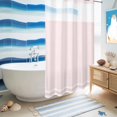 thumbnail image 5 of No Hook Shower Curtain, Farmhouse Pink White Striped Shower Curtains for Bathroom with See Through Top Window, Modern Stripes Waterproof & Washable Bath Curtain Narrow 54"x78", 5 of 9