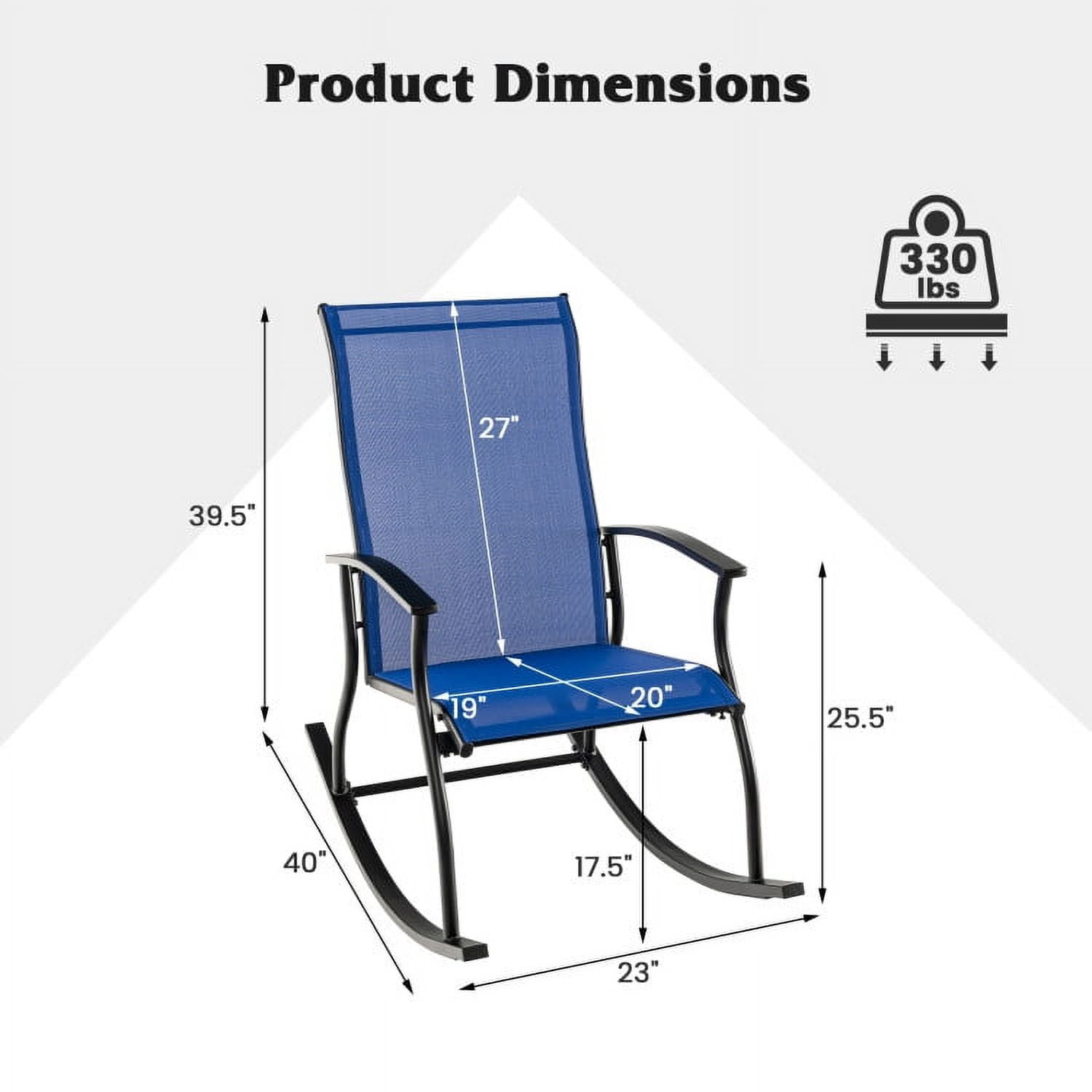 Aimee Lii 3 Pieces Outdoor Zero Gravity Rocker for Lawn, Porch, Backyard, Comfortable, Navy Aimee Lii 3 Pieces Outdoor Zero Gravity Rocker for Lawn, Porch, Backyard, Comfortable, Navy