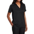 thumbnail image 3 of Mafoose Women's Silk Touch Performance Colorblock Stripe Polo Black/ Steel Grey X-Small, 3 of 5