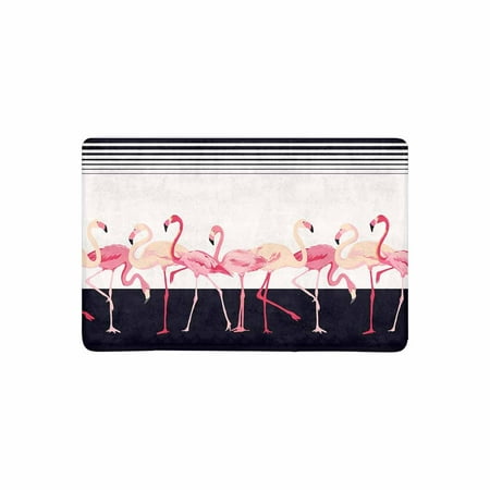 Shabby Rag - MKHERT Shabby Chic Pink Flamingo Birds with Stripes Lines Doormat Rug Home Decor Floor Mat Bath Mat 23.6x15.7 inch