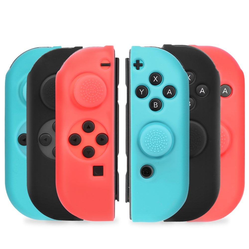 Nintendo Switch Gel Guards, TJS JoyCon Gel Guards with Thumb Grip Caps