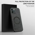 thumbnail image 3 of ELEHOLD For iPhone 12 Pro Max Luxury Leather Magnetic Shockproof Case Slim Drop Protection Cover, Lens & Screen Protection, Compatible with Magsafe, Skin-Friendly, Gray, 3 of 9