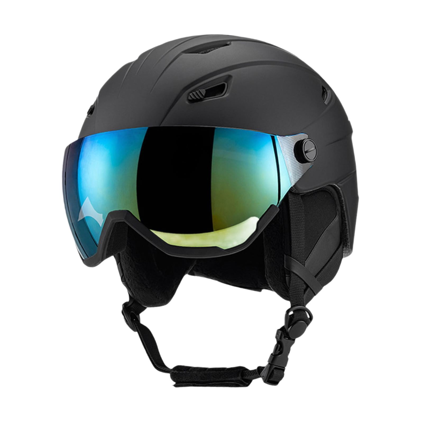 figatia Skiing Helmet Warm Protectived Glasses with Jaw Pad Snow Ski Helmet for Cold Black 51 to 54cm