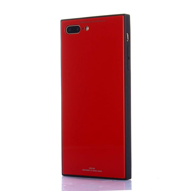 Square Elegant Case Compatible For Iphone 7 8 Plus Chic Tempered Glass Ceramic Case Stylish Cover Shockproof Protective Red Iphone 8 7 Plus Walmart Com
