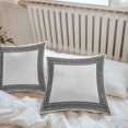 thumbnail image 6 of Gray Geometric Throw Pillow Covers 16x16 Inch Set of 2, Black Greek Key Design Burlap Modern Art Waterproof Outdoor Pillow Covers, Decorative Cushion Pillowcases for Couch, Sofa, Bed, Garden, Patio, 6 of 9