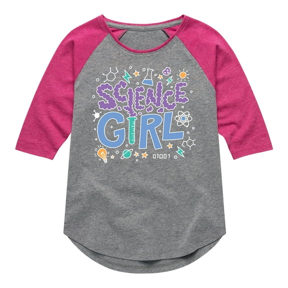 Instant Message - Science Girl - Toddler & Youth Girls Raglan Graphic T-Shirt