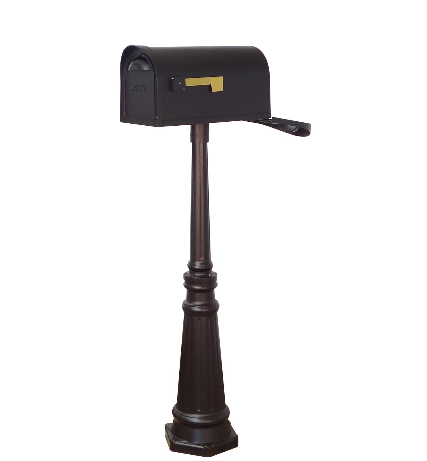 Classic Curbside Two Door Mailbox with Post Included, Rain