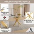 thumbnail image 4 of Sumdeal Modern 5-Piece Round Dining Set, 42-Inch Tempered Glass Table and 4 Light Gray PU Leather Cantilever Chairs, Gold Metal Legs, 4 of 9