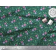 thumbnail image 2 of Soimoi Moss Georgette Fabric Leaves & Periwinkle Floral Print Fabric by Yard 42 Inch Wide, 2 of 3