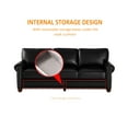 thumbnail image 3 of 2 Piece Living Room Sofa Set, PU Leather Chesterfield Sofa Loveseat+3 Seater Sofa Couch with Hidden Storage and Wooden Legs, Modern Sectional Sofa Set for Apartment Office, Black, 3 of 9