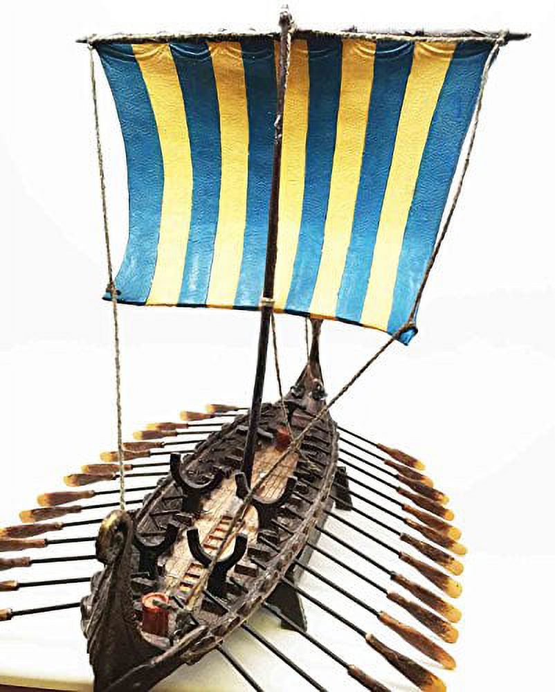 Scandinavian Viking Middle Ages War Ship Vessel Battle Longship Prototype Sculpture Figurine With Stand