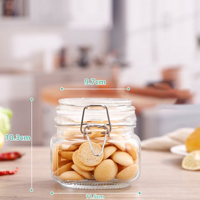 Transparent Glass Snap Storage Jar Household Kitchen Sealed Jar Grain Storage Box Tea Tin Multi-purpose Containe