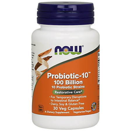 NOW Supplements, Probiotic-10™, 100 Billion, with 10 Probiotic Strains,Dairy, Soy and Gluten Free, Strain Verified, 30 Veg