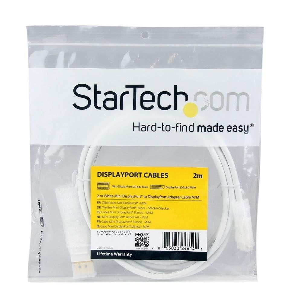 StarTech.com Model MDP2DPMM2MW Mini DisplayPort to DisplayPort Adapter Cable Male to Male