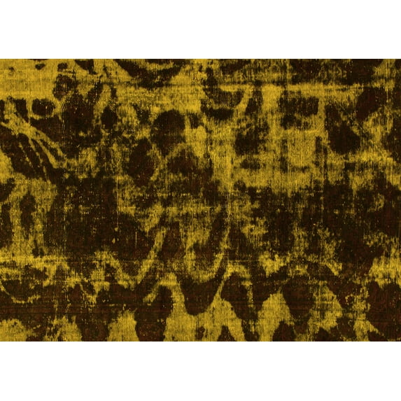 Ahgly Company Indoor Rectangle Abstract Yellow Modern Area Rugs, 6' x 9'
