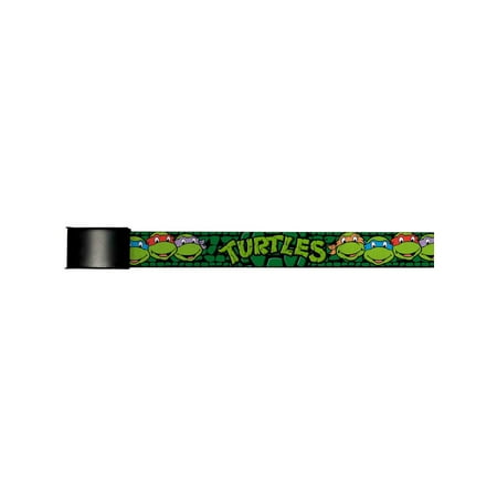 Shield Logo Belt Buckle - TMNT Cartoon TV Series Turtle Faces Close-Up Logo Black Buckle Web Belt