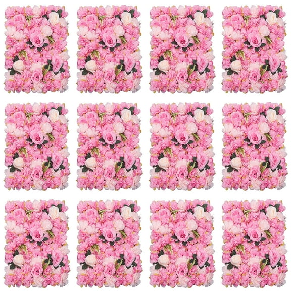 Miumaeov 12Pcs Artificial Flower Wall Panel Silk Dahlia Rose Backdrop Party Wedding Decor 60x40 cm