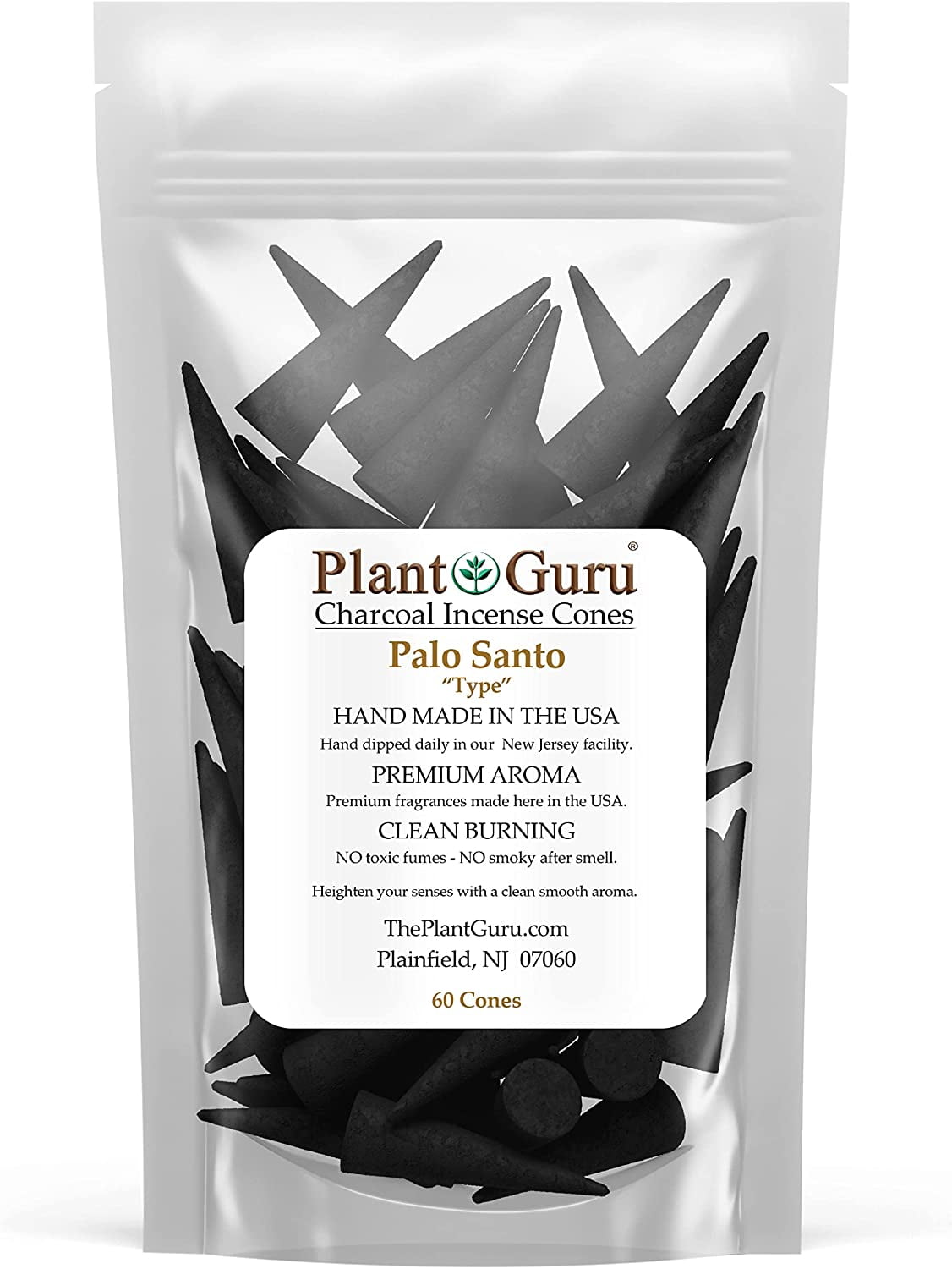 Palo Santo Charcoal Incense Cones 2" TOPFLOW 60 Pack Bulk Natural