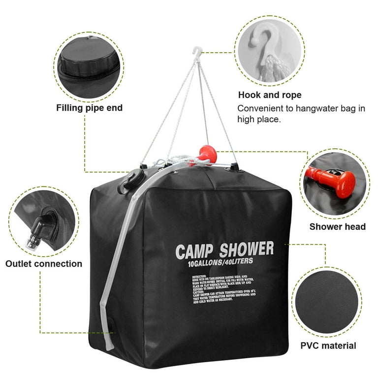 Cisvio 5 Gal. Solar Heating Camping Shower Bag with Removable Hose and  Shower Head D0101H7X6ST - The Home Depot