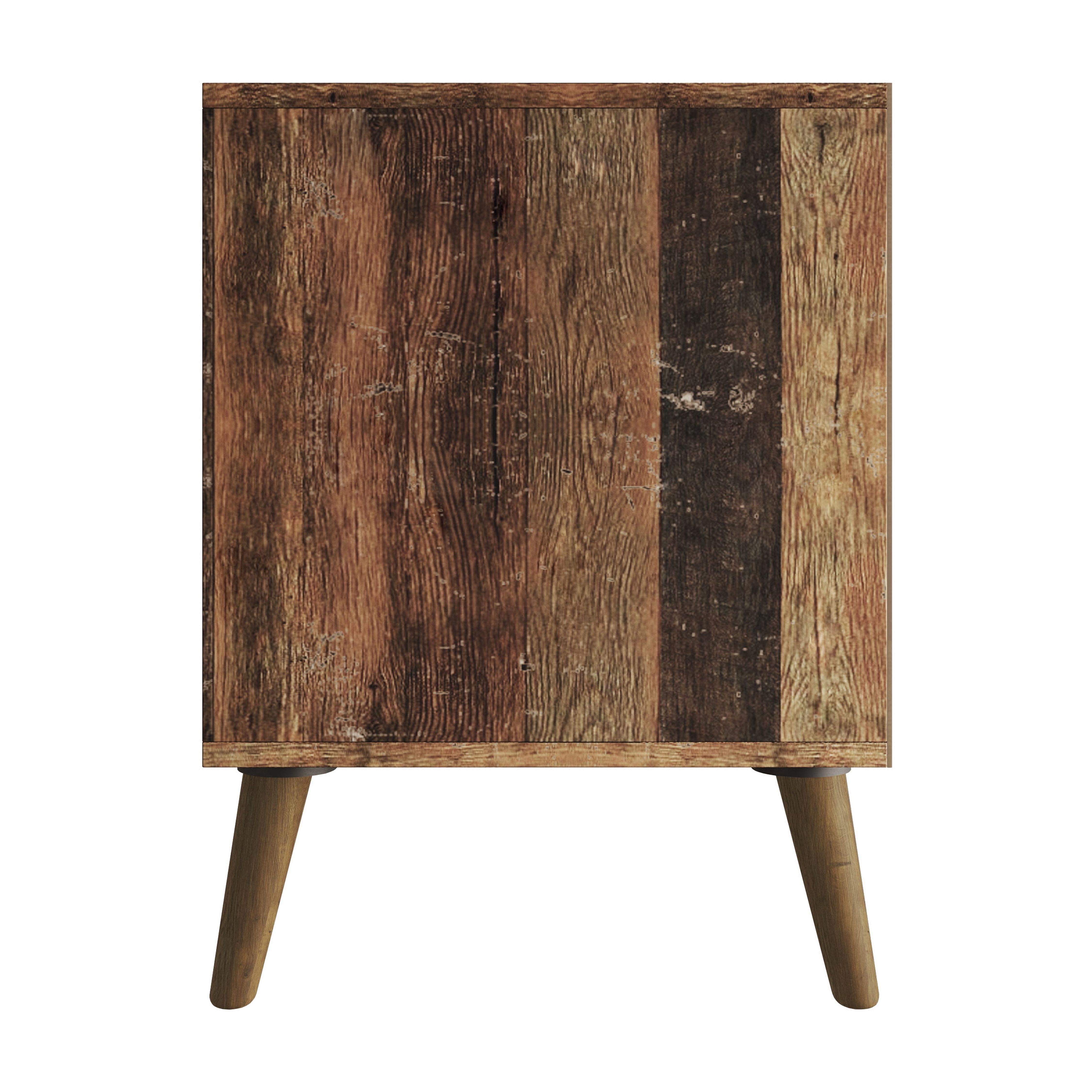 Home Design Juneau 71" TV Stand with Ample Storage, Open Shelves, and Round Cable Hole, Modern Vintage Design for Living Room, Vintage Oak