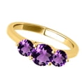 thumbnail image 3 of Aonejewelry Women's 2.25 Carat Three Stone Amethyst Ring in 10k Yellow Gold, 3 of 4