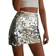 thumbnail image 7 of Women Glitter Mini Skirt, High Waist Disco Sequin Club Skirt Clothes, 7 of 7