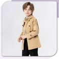 thumbnail image 6 of Cethrio Boys Trench Coats, Casual Lapel Collar Long Sleeve Mid-length Fall Winter Jackets Khaki Size 6, 6 of 7