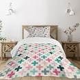 thumbnail image 3 of Ambesonne Teal and White Quilted Bedspread Set 2 Pcs, Colorful Hipster, Twin Size, Multicolor, 3 of 6