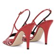 thumbnail image 3 of YDN Women Open Toe Thin Strap Buckled Sandals Solid Color Stiletto High Heels Chic Party Date Shoes Size 6.5 Red, 3 of 4