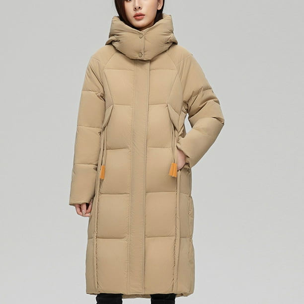 Parkas de manga larga para mujer, otoño e invierno, holgadas, de longitud media, con capucha, cálidas, abrigos de manga larga para mujer