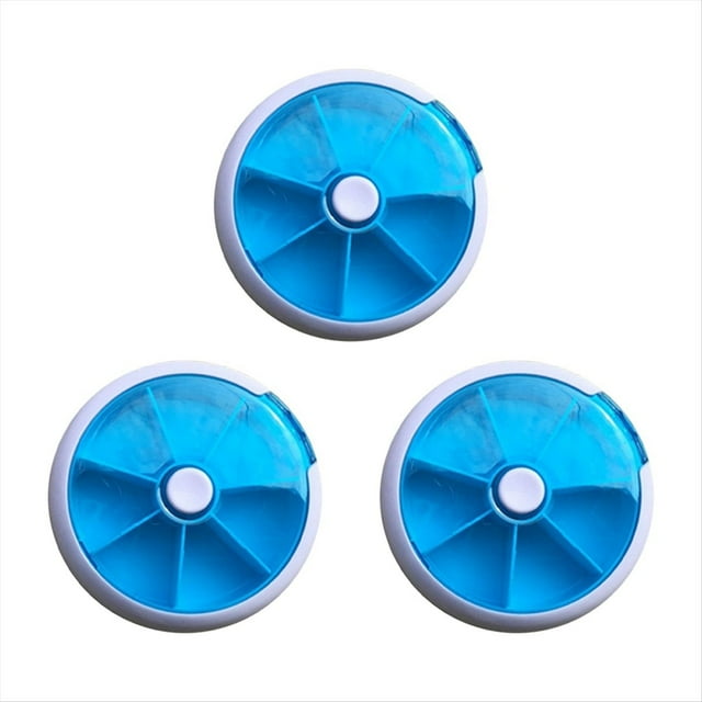 Pastillero, Dispensador de Pastillas de 7 Días, Pastillero Redondo, Mini Pastillero de Estilo Giratorio con Forma Circular de 7 Días Azul