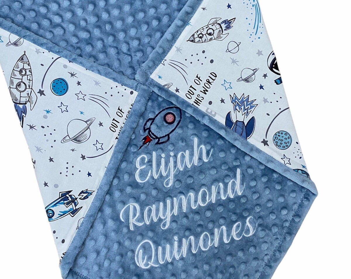 Personalized Baby Blanket Boy, Space Baby Blanket, Custom Baby Blanket