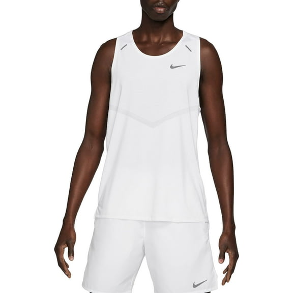 Nike Men's Dri-FIT Rise 365 Running Tank Top (White/Reflective Silv, M)